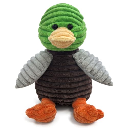 Corduroy Mallard Duck Plush Stuffed Animal, Cute Furry Green Duck Toy, Soft Cuddly Plushie Hugger Toy for Boys Girls, Gifts for Kids or Girlfriend, 9 Inches