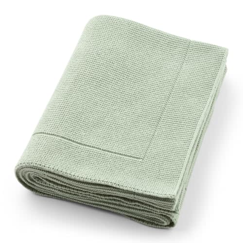 Knitted Organic Cotton Baby Blanket- Swaddle Blanket, 30" x 40" Soft Receiving Blanket for Newborn (Roman Green)