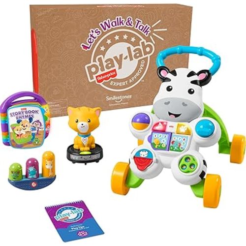 Fisher-Price Baby & Toddler Play Kit Let’s Walk & Talk Gift Set, Developmental Toys & Activity Guide for Infants Ages 9+ Months