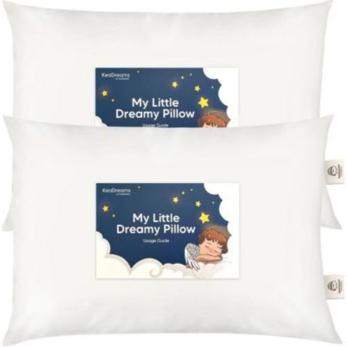 KeaBabies 2-Pack Toddler Pillow - Soft Organic Cotton Kids Pillows for Sleeping - 14X20 Travel Pillow for Kids Age 2-5 (Soft White)
