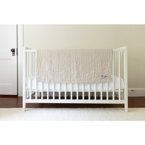 Organic Muslin Summer-Weight Mini Blanket – Oat – Gray Heron
