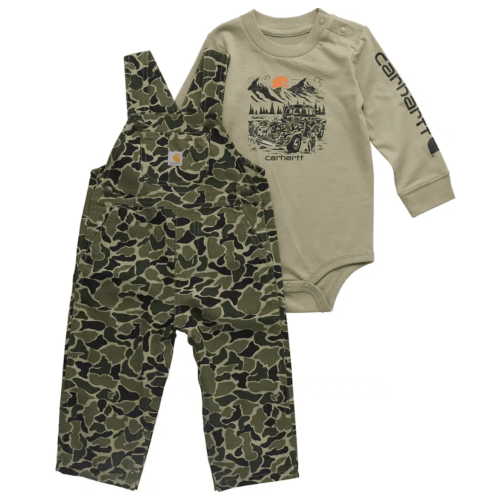 Boys' 2-Piece Long Sleeve Bodysuit & Canvas Overall Set (Baby)