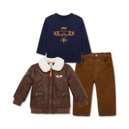 Baby Boys Aviator Jacket, T-Shirt & Pants, 3 Piece Set