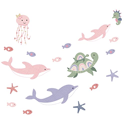 Lambs & Ivy Sea Dreams Dolphins/Turtles/Fish Underwater/Nautical Wall Decals Multicolor