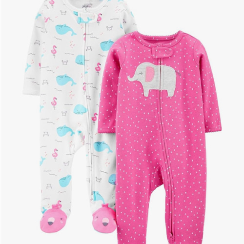 Simple Joys by Carter's Baby Girls' Cotton Footed Sleep and Play, Pack of 2