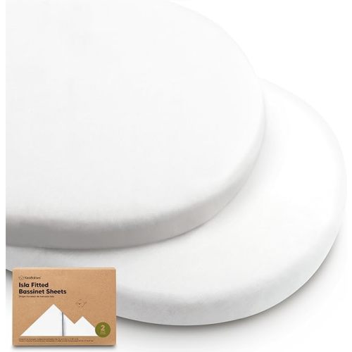 2-Pack Baby Bassinet Sheets Girl, Boy - 33x17 Viscose Derived from Bamboo Bedside Mattress Fitted Bassinet Sheets, Compatible with Halo Bassinest Swivel Sleeper, Baby Delight, Graco(Soft White)