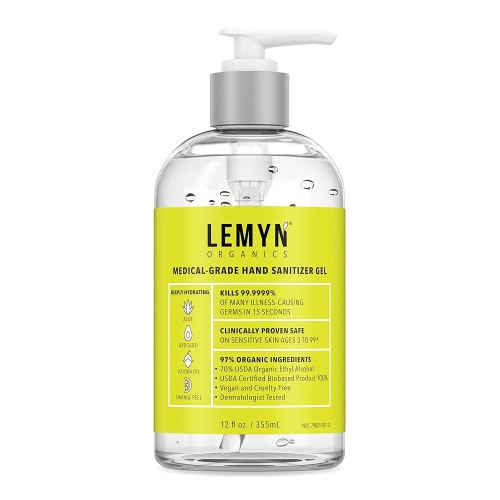 Medical‑Grade Hand Sanitizer Gel – 97 % Organic | 70 % USP Ethyl Alcohol | Moisturizing Aloe + Hyaluronic Acid | Freshly Made in USA | 12oz Bottle with Pump