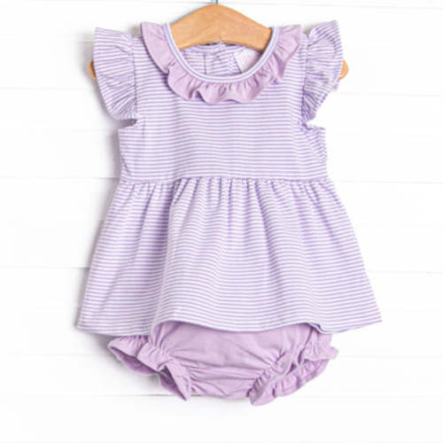 Hannah Flutter Sleeve Diaper Set, Lavender Stripe – Stitchy Fish