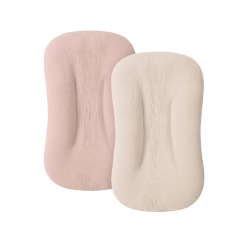 Muslin Baby Lounger Cover for Newborn & Infant, 100% Cotton Soft and Breathable Lounger Slipcover for Baby Girls and Boys, Pack of 2 (Pink, Ivory)