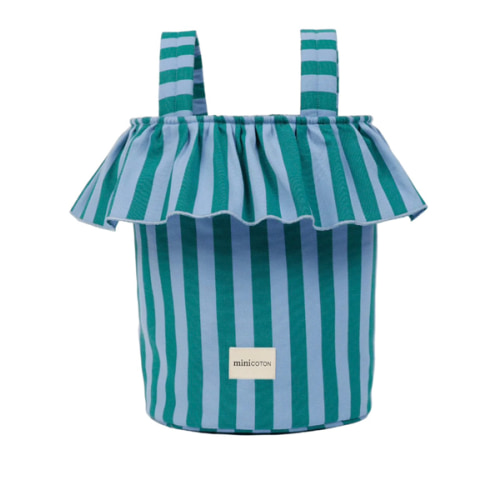 Basket Rayas - Green + Sky Blue · Minicoton