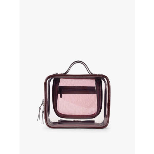 Medium Clear Cosmetics Case- GLAZED DARK CHERRY