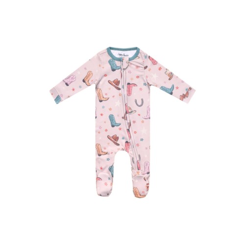 Cheyenne Fitted Zip One-Piece Footie Pajamas, 9-12