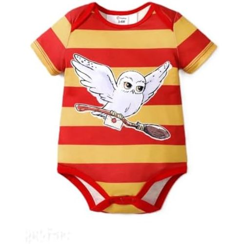 PATPAT Harry Potter Baby Clothes Hedwig Owl Print Short Sleeves Bodysuits for Infant 0-24M