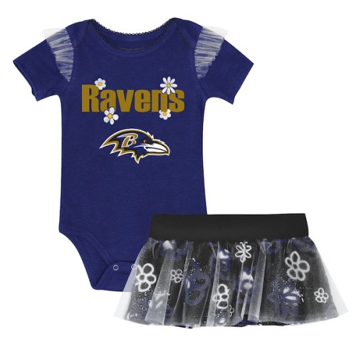 Girls Infant Outerstuff Baltimore Ravens My Team Rocks Bodysuit and Skirt Set