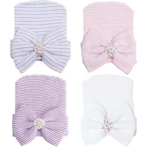 Newborn Baby Girl Hats with Bow No Scratch Cotton Toddler Infant Hat Beanie Caps Soft Newborn Hospital Hat 0-3 Months