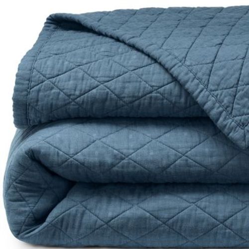 Lands' End Solid Diamond Double Voile Quilt - Full - Bering Sea Blue