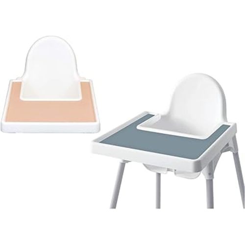 2pcs High Foot Table Flat Silicone Children's Meal Mat Food Grade All Inclusive Silicone Baby Meal Mat Suitable for IKEA Antiloop Chair Suitable for Infants and Toddlers Baby (Ether)