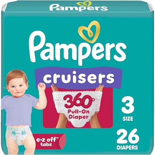 Pampers Cruisers 360 Diapers - Size 3, 26 Count, Pull-On Disposable Baby Diapers, Gap-Free Fit
