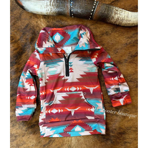 Aztec cowskull kids half zip sweatshirt