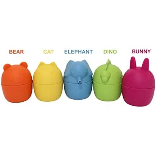 Silicone Bath Toys 5 Assorted Animals Yellow, Blue, Orange, Green, Magenta Appx. Size 2.83'' x 2.27''
