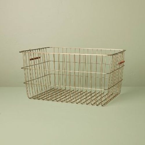 Large Rectangular Brass Wire Storage Basket- Hearth & Hand™ with Magnolia