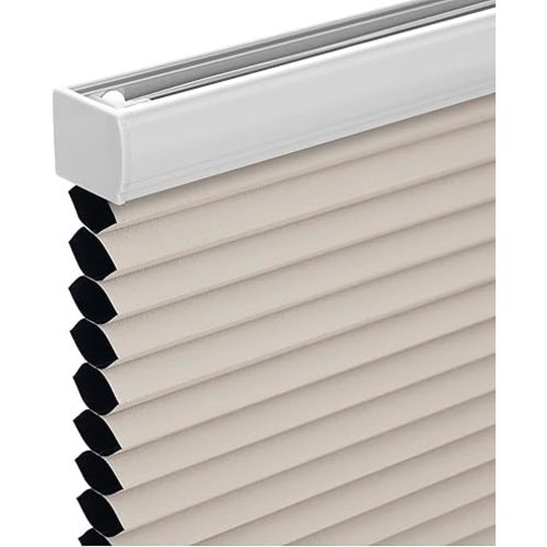 Changshade Cordless Cellular Shades, Blackout Honeycomb Shades for Windows, Pull Down Pleated Blinds, Easy to Install for Indoor Windows and French Doors,33" W x 64" H, Beige
