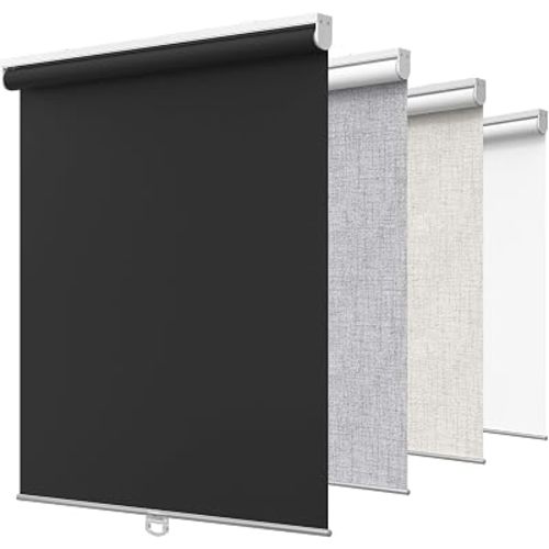 GENIMO Cordless Blackout Roller Shades, 30" W X 72" H, Black