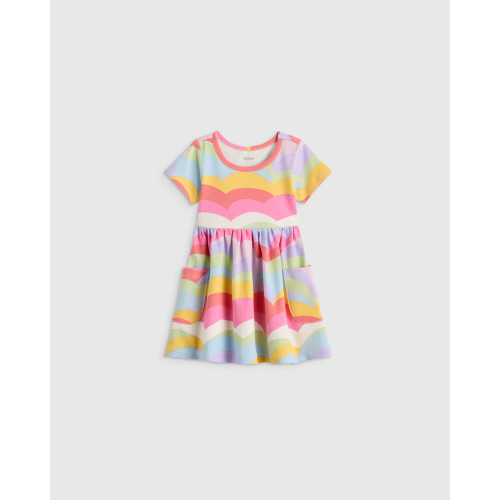 Organic Cotton Fit and Flare Pocket Dress - Baby Girl in Pink Jungle Cats