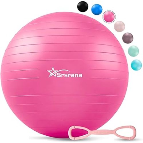 Exercise Ball - Anti-Burst Yoga Ball for Pilates, Pregnancy & Core Stability - Ergonomic Office Desk Ball Chair & Physical Therapy Equipment, Quick Pump Included