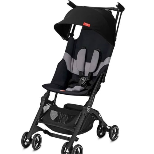 gb Pockit+ All-Terrain, Ultra Compact Lightweight Travel Stroller with Canopy and Reclining Seat in Velvet Black