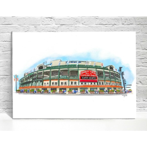 Wrigley Field Art Print, Chicago Cubs Baseball Stadium Sketch