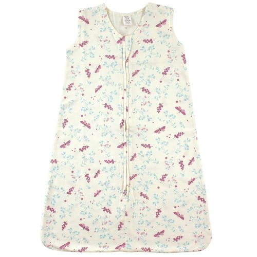 Touched by Nature Baby Girl Organic Cotton Sleeveless Wearable Sleeping Bag, Sack, Blanket, Botanical Flutter
