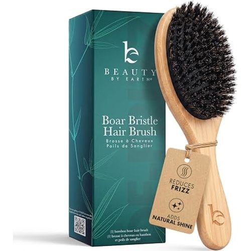 Boar Bristle Hair Brush for Fine & Thin Hair – 100% Soft Natural Bristles