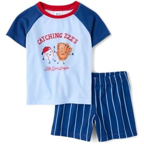The Children's Place Baby Boys' And Newborn Snug Fit 100% Cotton Sleeve Top and Shorts 2 Piece Pajama Set