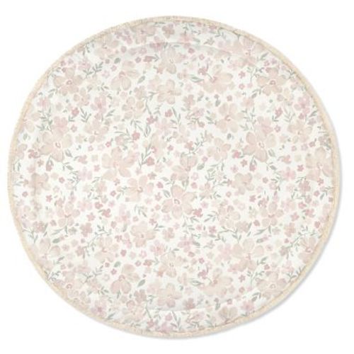 Makemake Organics GOTS Certified Organic Cotton Nursery Floor Rug Washable Reversible Thick Quilted (Round 48", Blossom)