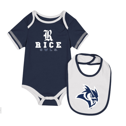 Rice University Infant's Owls Bodysuit Bib Set