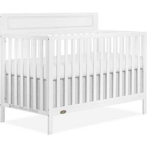 Dream On Me Avery 5-in-1 Convertible Full-Size Baby Crib in White, Converts to Toddler Bed, Daybed & Full-Size Bed, 3 Adjustable Mattress Heights, Greenguard Gold & BSA Certified