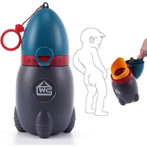 Portable Potty for Kids – Leak-Proof Rocket Travel Urinal for Boys & Girls, Lightweight Road Trip Essential for Car, Camping, Potty Training, Easy-Clean Reusable Pot(Deep Blue)