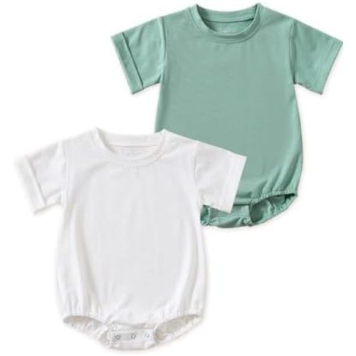 Jimonda Baby Organic Cotton 2Pcs Toddler Boy Girl Short Romper Set Short Sleeve Outfits For Infants
