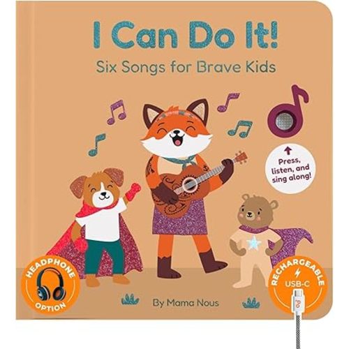 Cali's Books Music Book for Toddlers 1-3 Years Old - I Can Do It by Mama Nous Musical Book with Headphone Jack, Interactive Baby Sound Book, Singing Toy Children Girls, Learning Song Toy Toddler Boys
