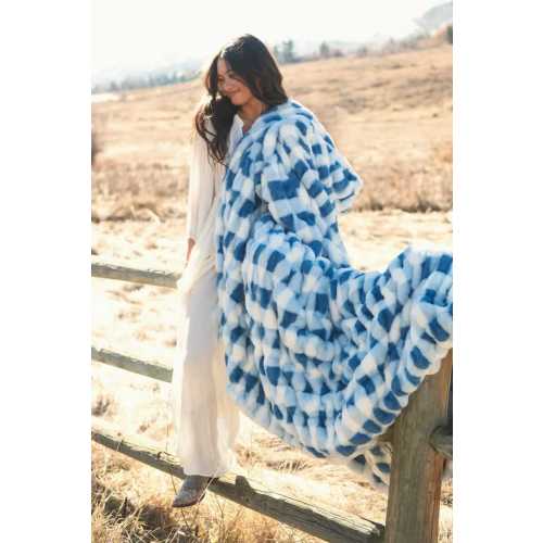 Hugs Gingham Denim Plush Blanket
