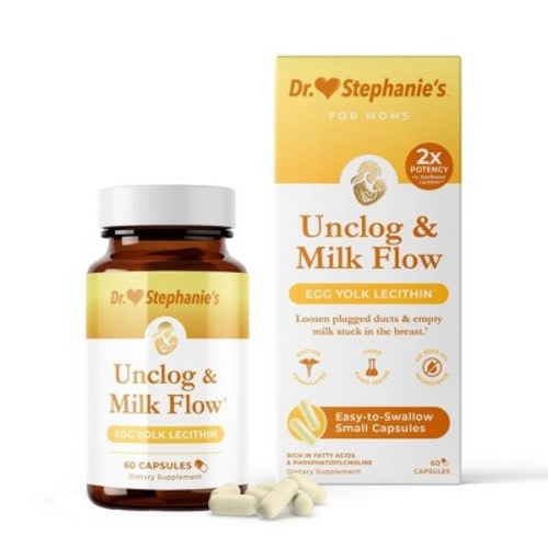 Dr. Stephanie's Egg Lecithin Supplement for Breastfeeding Moms, Promotes Milk Flow, Clogged Duct Relief - 60ct