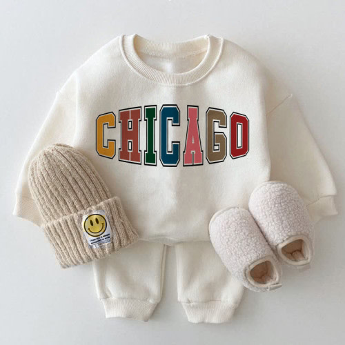 CHICAGO Baby White Sweatshirt 2-piece Set