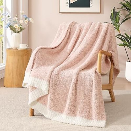 Soft Throw Blanket for Couch-Cozy Reversible Knitted Blankets