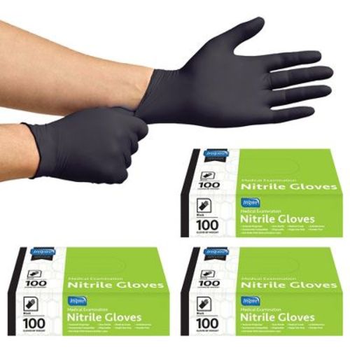Inspire Nitrile Disposable Gloves | 4.5 Nitrile Safety Medical Cooking Cleaning Gloves - Black, Large, 300 Count