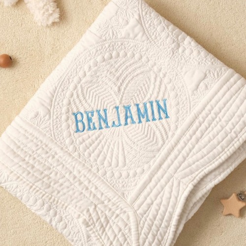 Personalized Baby Name Blanket, Embroidered Monogrammed Baby Blanket, Keepsake Heirloom Quilt, Baby Shower Gift, Cotton Newborn Blanket