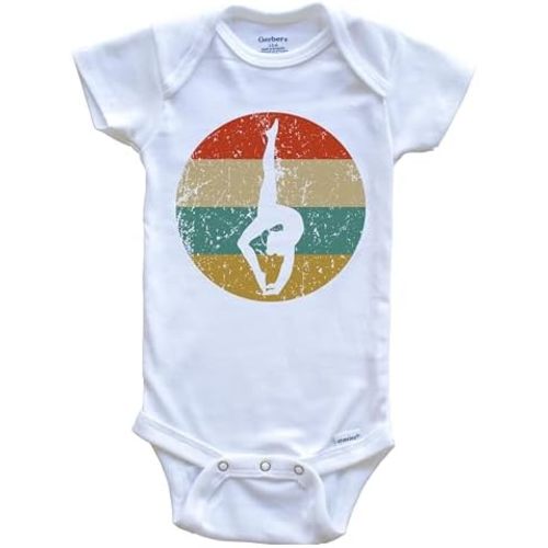 Gymnastics Vintage Retro Gymnast Circle Icon One Piece Baby Bodysuit