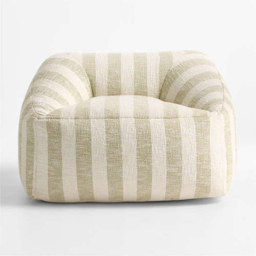 Moss Green Striped Kids Lounge Chair