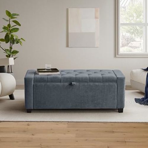 GRAINELL 42.13” Storage Ottoman Bench, Upholstered Tufted Bedroom Bench