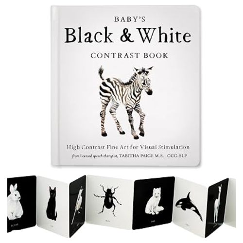 Baby's Black and White Contrast Book: High-Contrast Art for Visual Stimulation at Tummy Time (Tabitha Paige Children's Book Series)